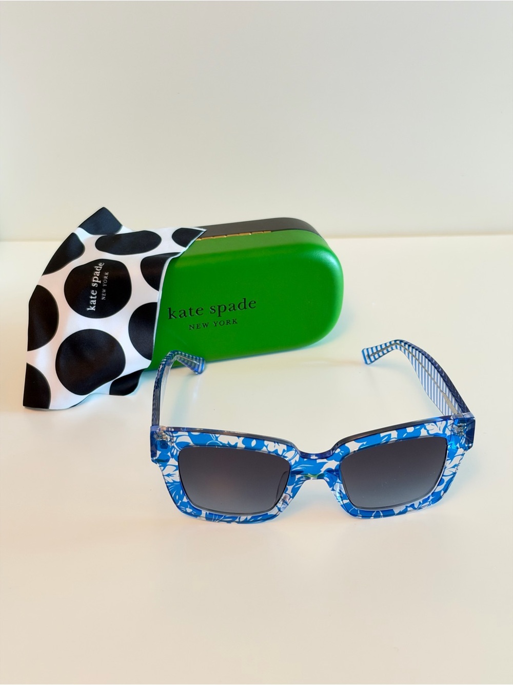 kate spade Blue Floral Square Sunglasses with Gradient Lenses